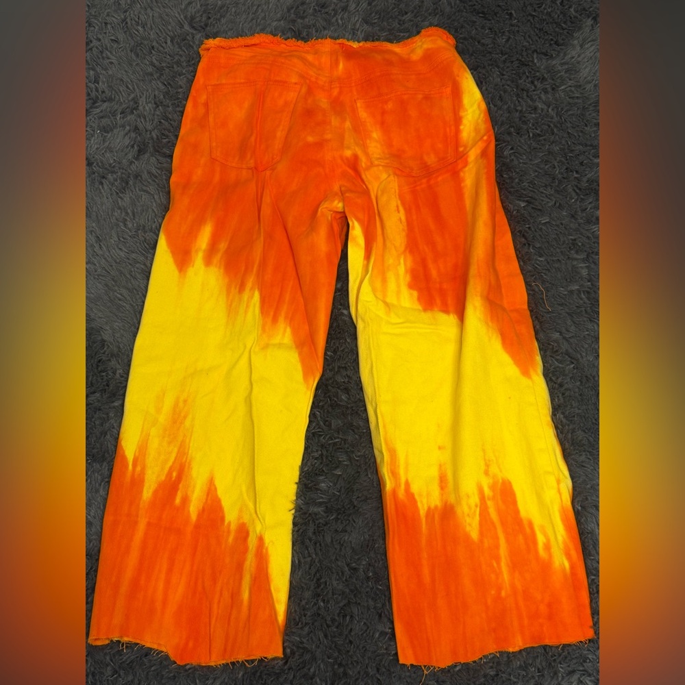Fashion Nova Orange and Yellow Tie-Dye Pants